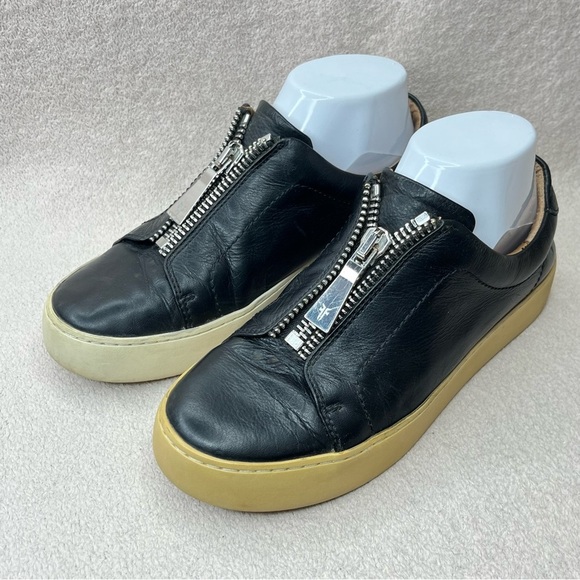 Frye Leather Zipper Lena Sneakers-Black-Women’s 7-Preppy-Casual-Classic-Designer - Picture 7 of 13